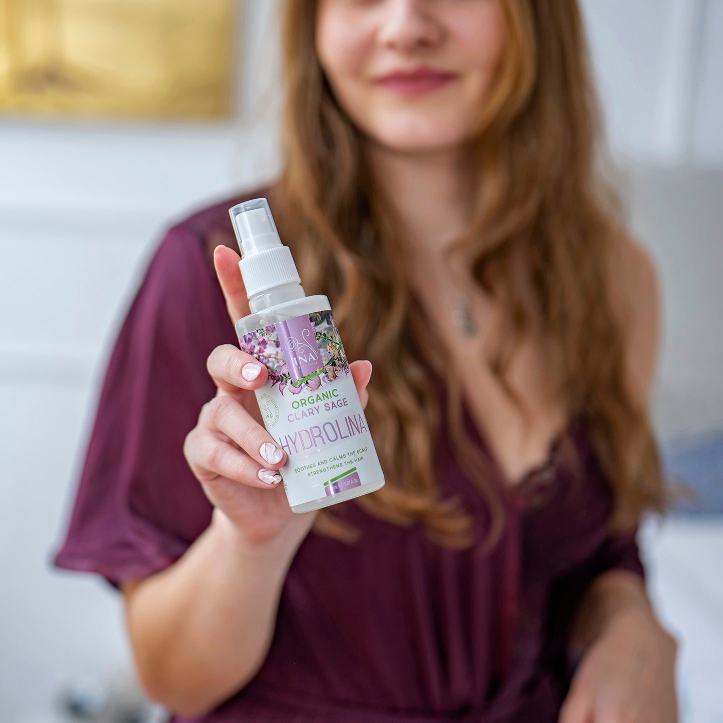 + Gift Organic Clary Sage Water (Salvia) - Hydrolina for Dandruff and Itching scalp