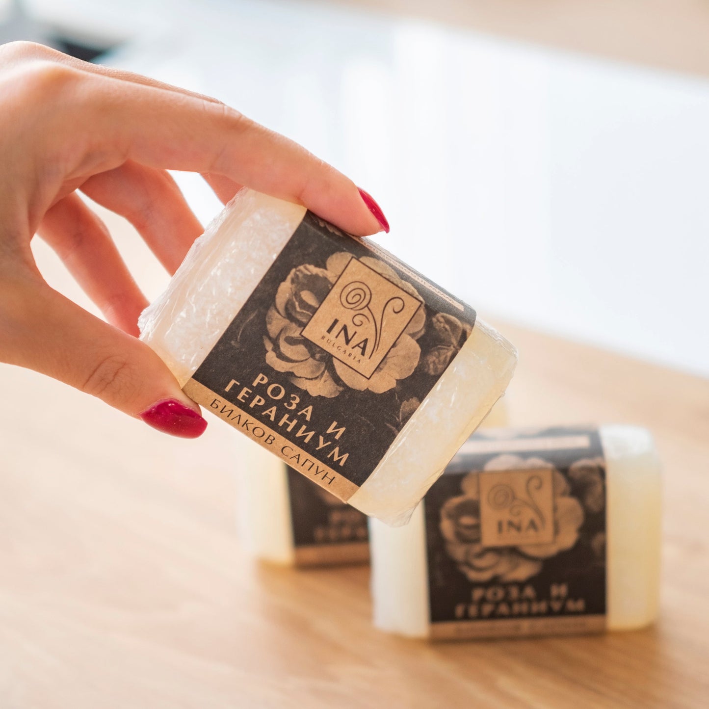 Natural Herbal Soap with Rose Damascena Oil and Geranium - nourishing action