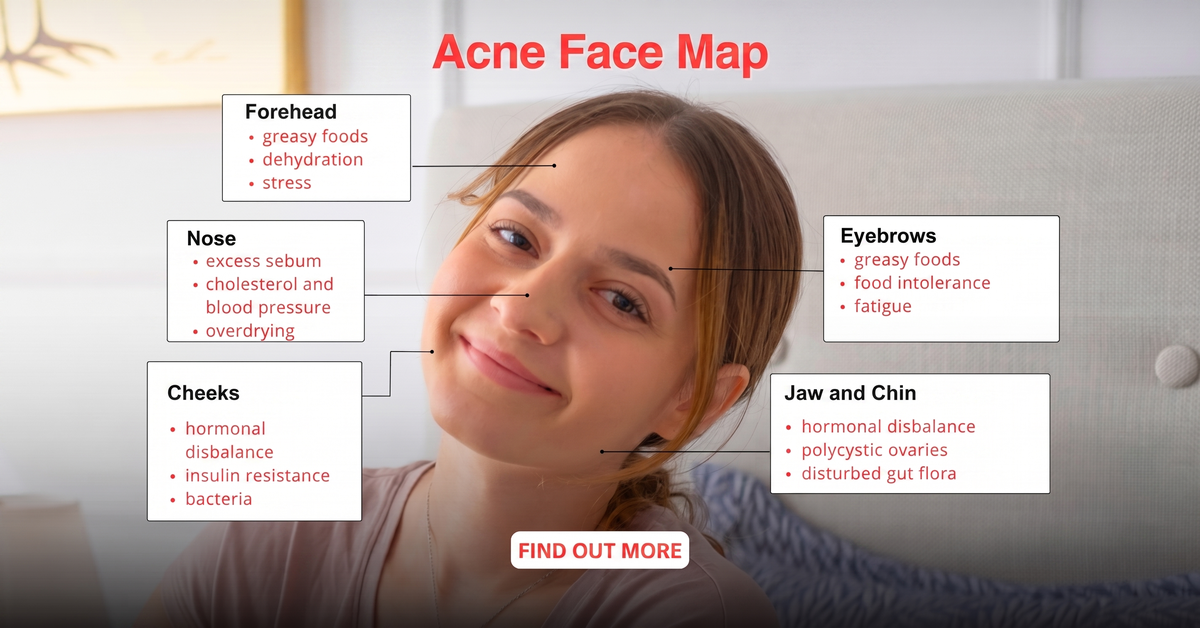 Acne face map by zone