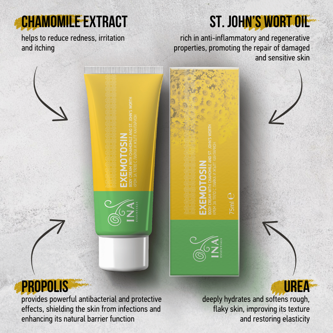 Cream for Psoriasis, eczema and irritated skin - with St. John's Wort, Chamomile and Propolis