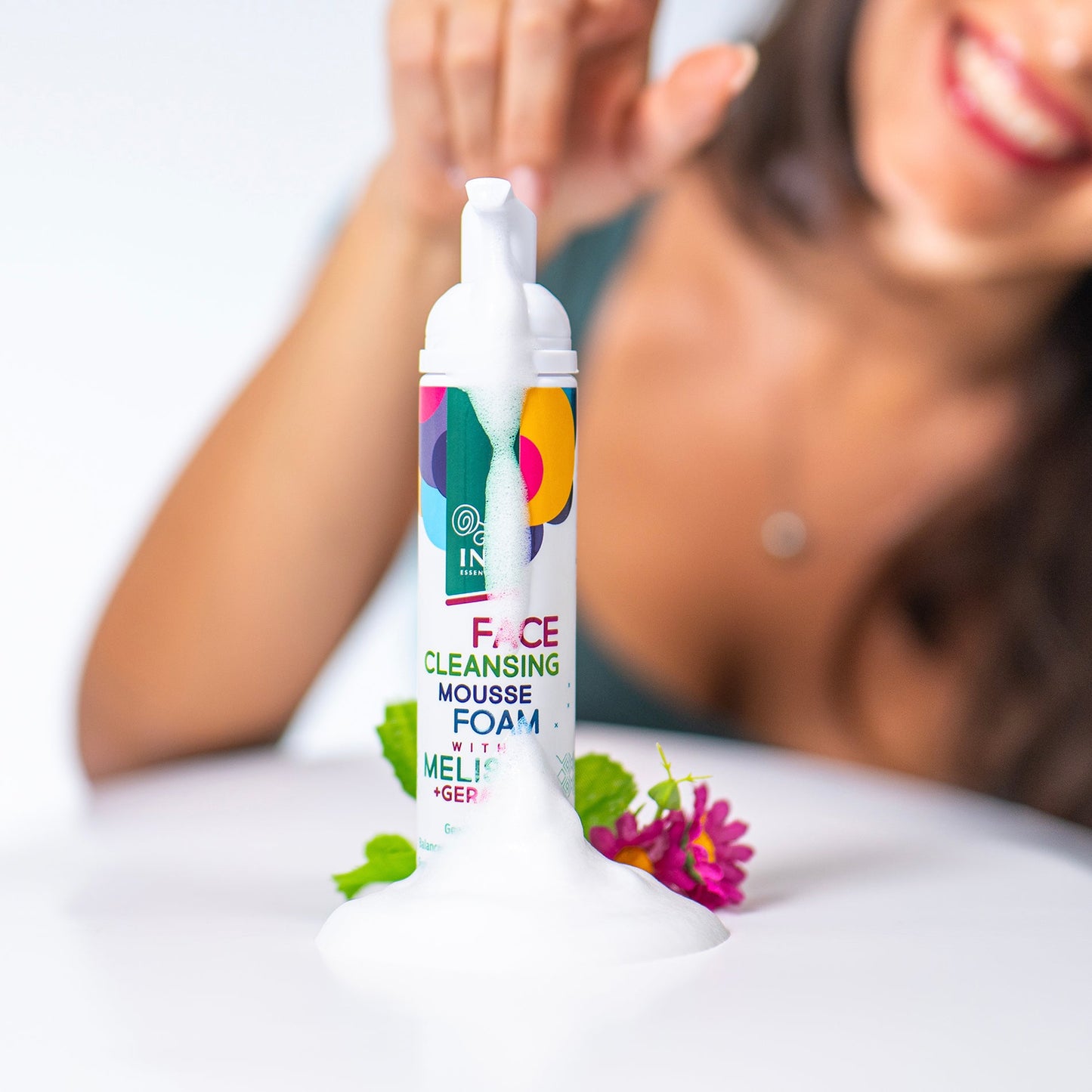 Natural Cleansing Foam for Face with Lemon Balm and Geranium - for every skin type
