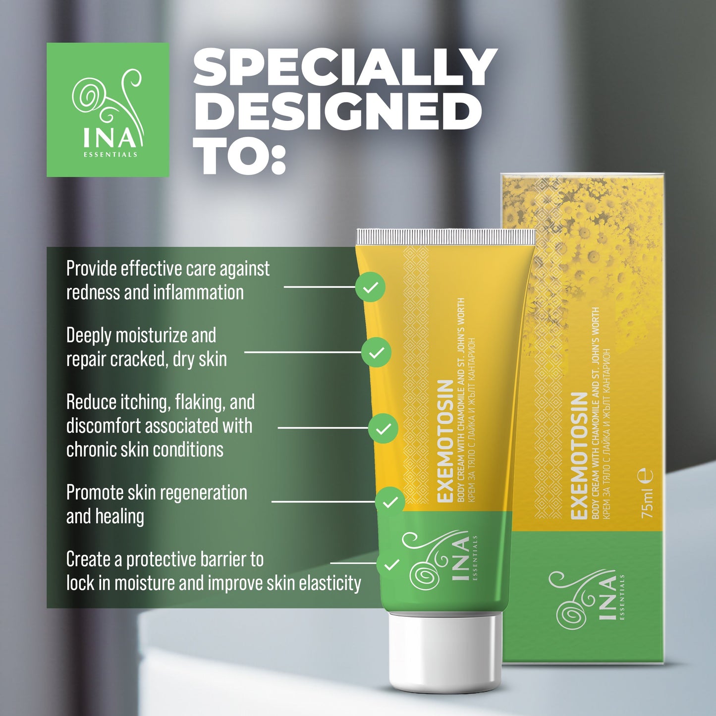 Cream for Psoriasis, eczema and irritated skin - with St. John's Wort, Chamomile and Propolis
