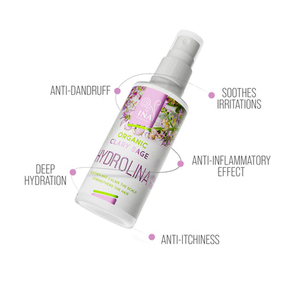 Organic Clary Sage Water - Hydrolina for Dandruff and Itching scalp