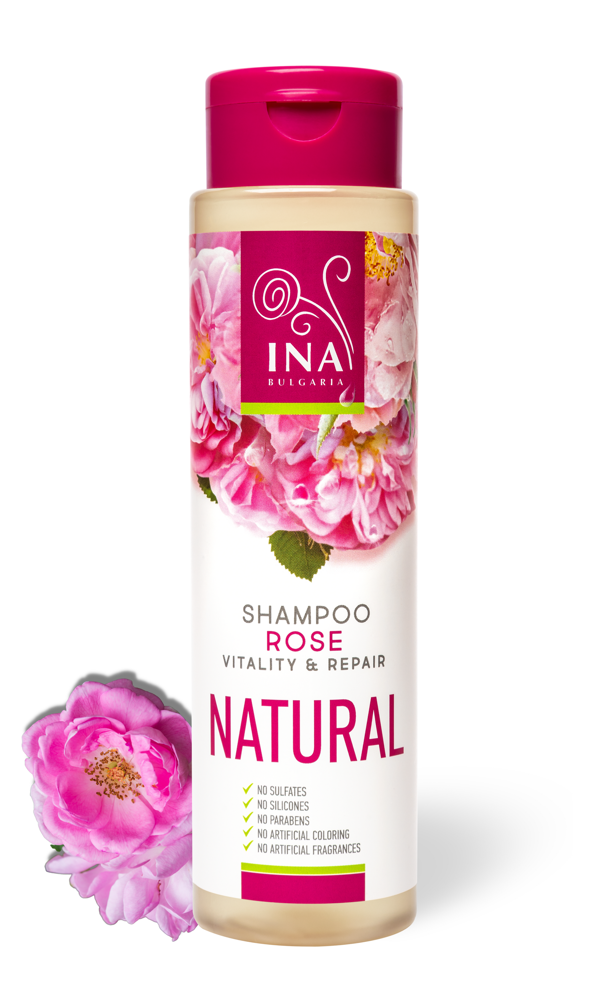 Natural Rose Shampoo for Dry and Damaged Hair (250 ml) - with Organic Rose Oil (6777370607663)